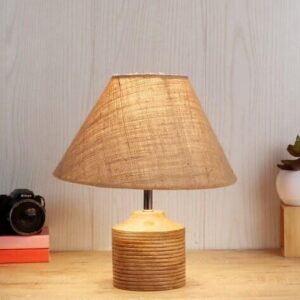 Ribbed Wooden Table Lamp